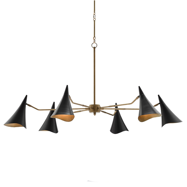 6 Light Black Shade Mid Century Chandelier