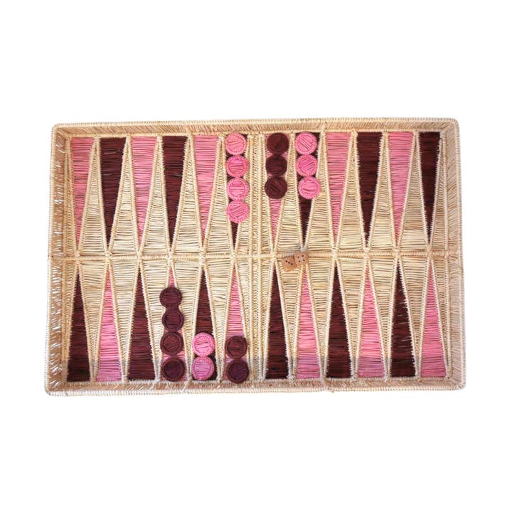 Backgammon Board Game - Pink/Burgundy