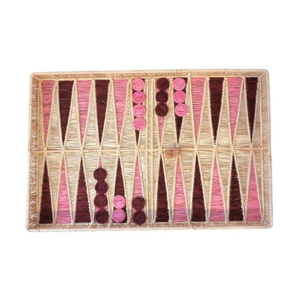 Backgammon Board Game - Pink/Burgundy