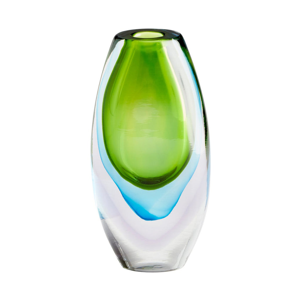 Carey Chartreuse Green and Blue Vase