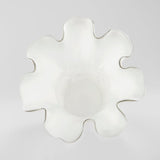 Opaque White Ruffle Tall Glass Vase
