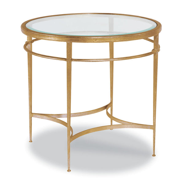 French Glass and Gold Round Lamp Table