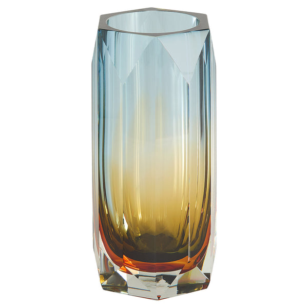 Teagan Blue Amber Orange Vase