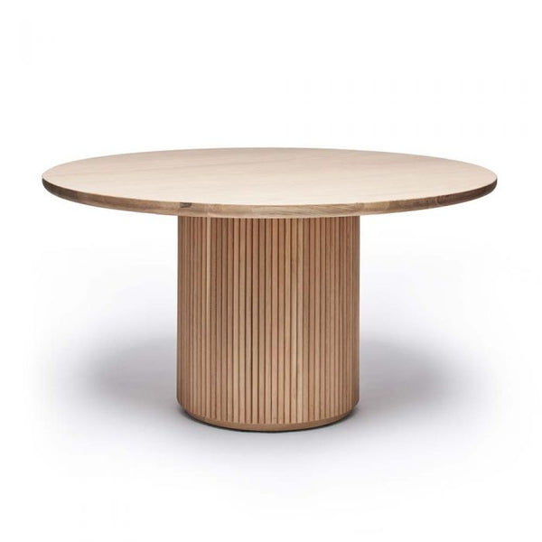 Fluted Base Saddle Oak Round Dining Table