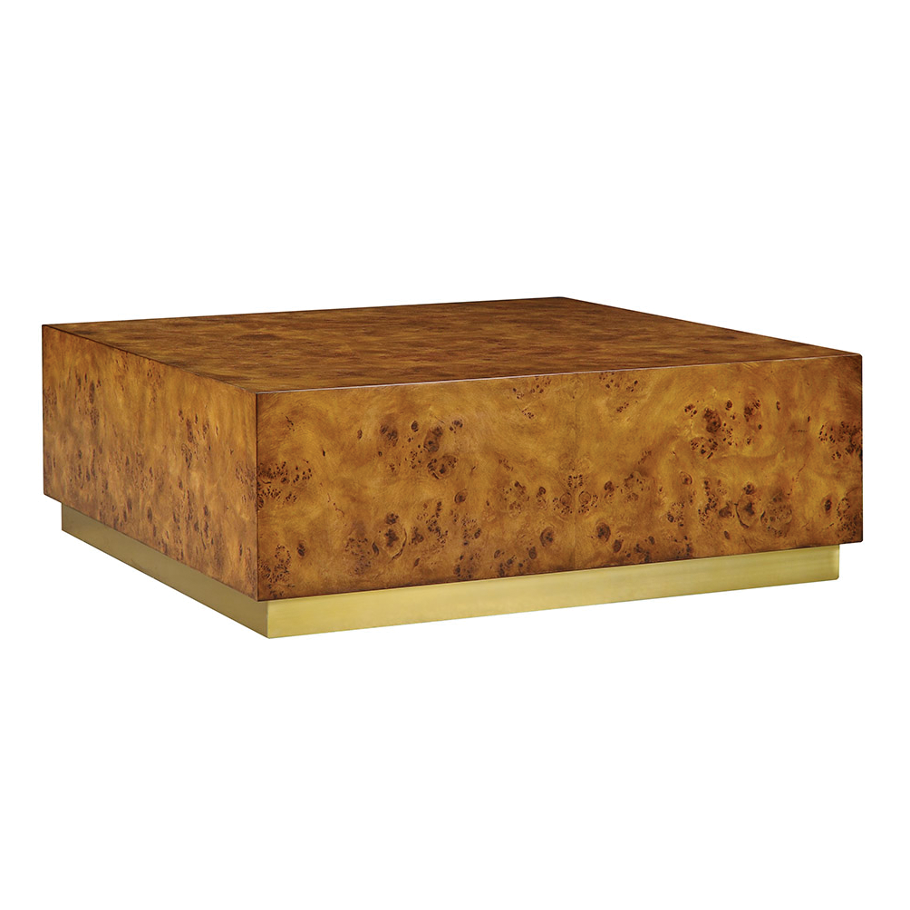 Dark Burlwood Square Plinth Coffee Table