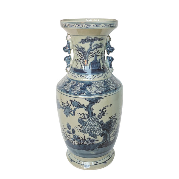 Blue And White Flower Tree Vase With Squirrel Handles
