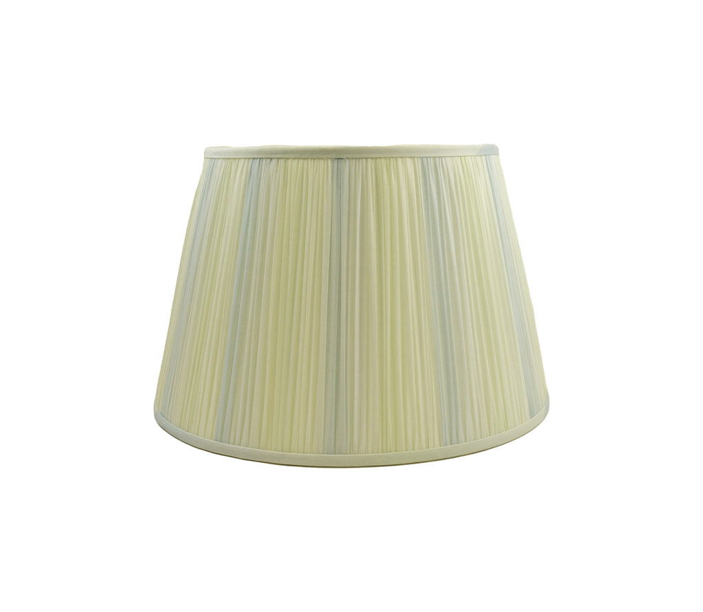 Striped Shirred Silk Shade Ivory, Green and Blue Stripeed