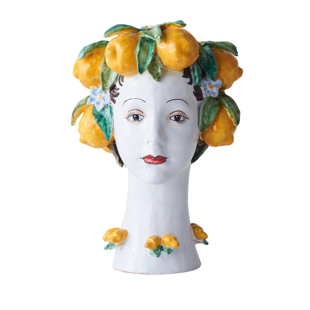 Ceramic Head Vase, Lemon Decor