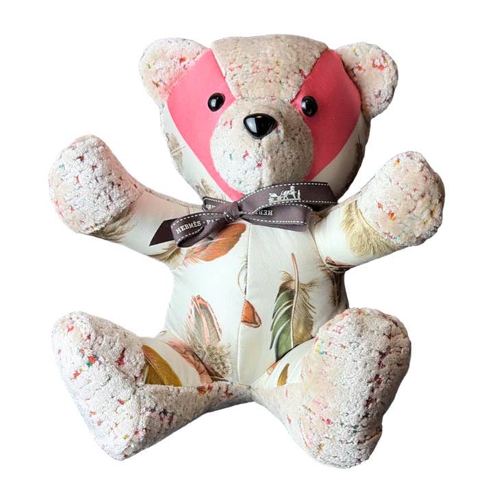 Hermes Plumes Vintage Silk Scarf Tender Teddy Bear