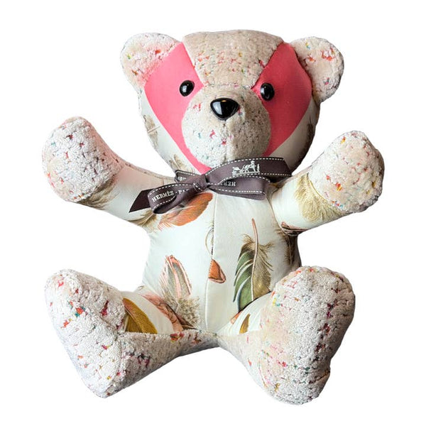 Hermes Plumes Vintage Silk Scarf Tender Teddy Bear
