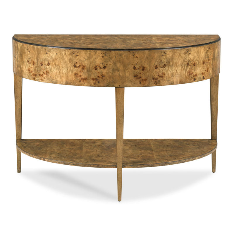 Burlwood Demilune Console