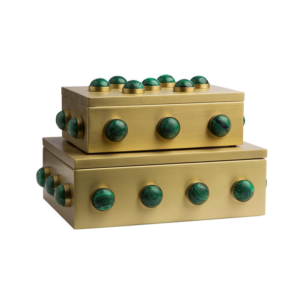 Malachite and Brass Boxes