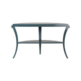 Teal Lacquer Demilune Console Table