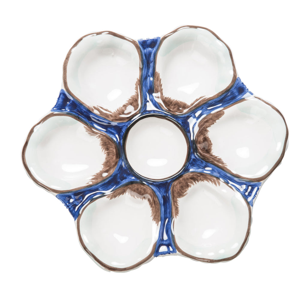 Oyster Plate, Ceramic Round, Navy