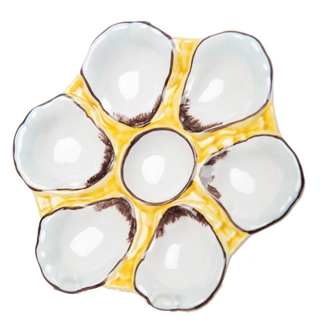 Oyster Plate, Ceramic Round, Canary Yellow