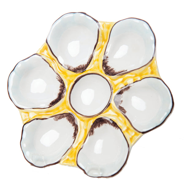 Oyster Plate, Ceramic Round, Canary Yellow