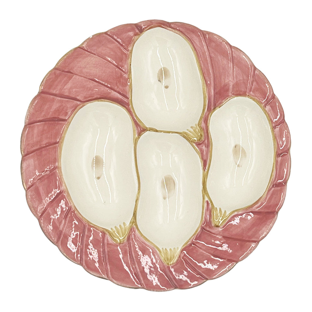 Pink Oyster Plate with Gold Detailing