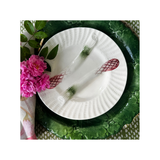 Asparagus Plate, White w/ Green and Pink Details