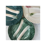 Asparagus Plate, White w/ Green and Pink Details