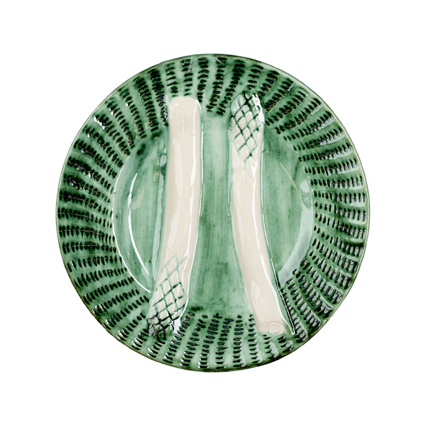 Asparagus Plate, Green w/ White