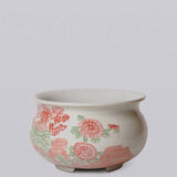 Four Seasons Pink & Green Porcelain Bulbous Cachepot