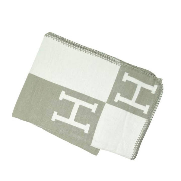 Hermes Inspired "H" Gray Throw Blanket
