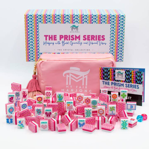 Crystal Prism Pink Mahjong with Bold Angles and Vibrant Vibes