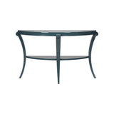 Teal Lacquer Demilune Console Table
