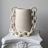 Handmade Pottery Chain Vase , White Ceramic Pot