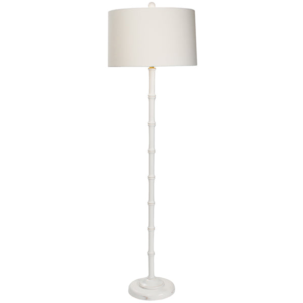 Distressed White Bamboo Inspired Floor Lamp