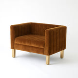 Cognac Velvet Oversized Lounge Chair