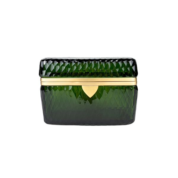 Faceted Glass Box in Deep Green