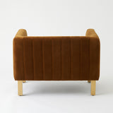Cognac Velvet Oversized Lounge Chair