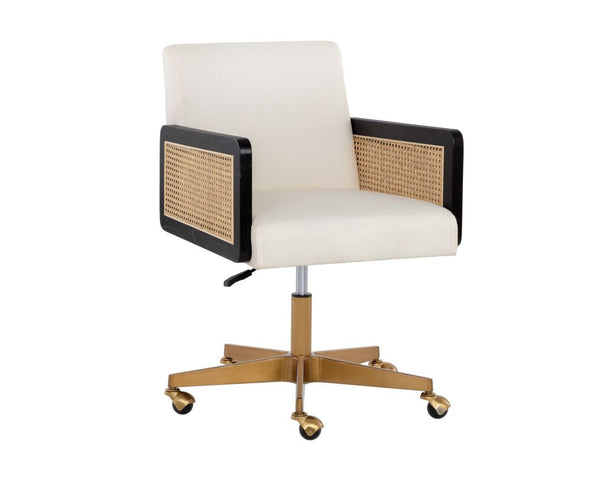 Rattan and Performance Linen Desk Chair
