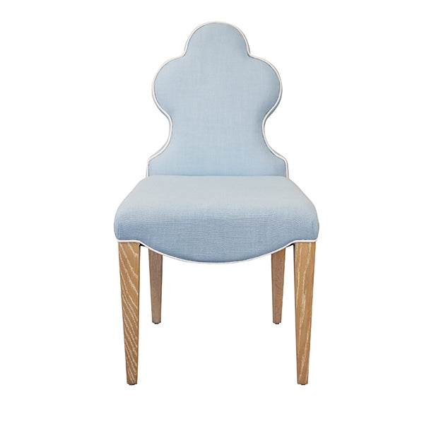 Clover Back Dining Chair Light Blue Linen