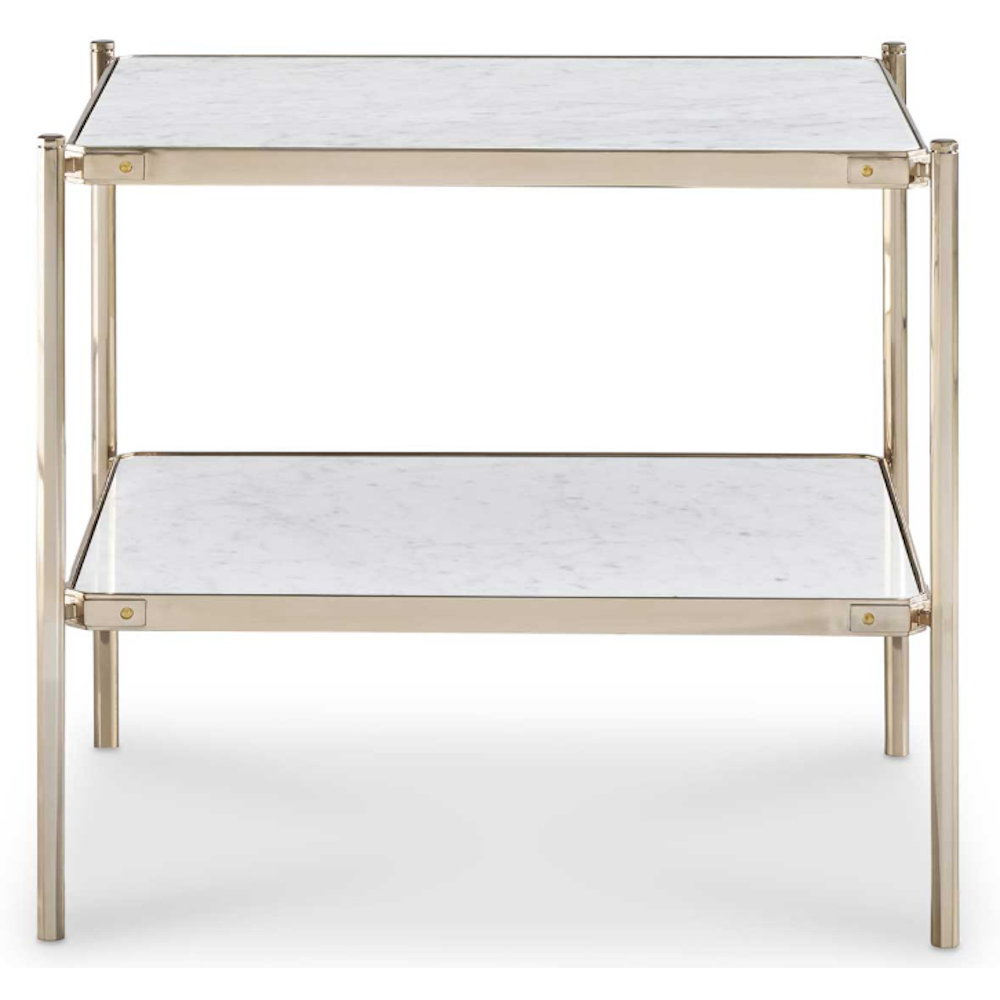 The Hollis Metal and Carrera Marble Accent Table