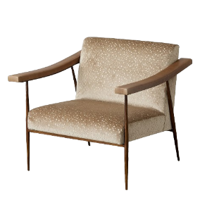 L. BROOKS FABRIC/LEATHER CHAIR-BRONZE