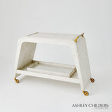 White Burl Bar Cart with Tray