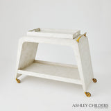 White Burl Bar Cart with Tray