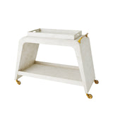 White Burl Bar Cart with Tray