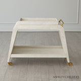 White Burl Bar Cart with Tray