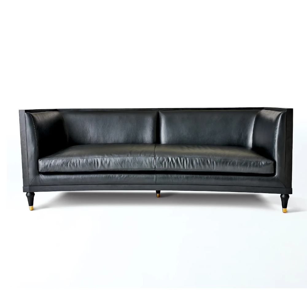 Oxford Black Leather Sofa