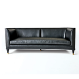 Oxford Black Leather Sofa
