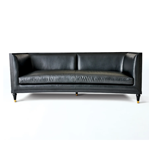 Oxford Black Leather Sofa