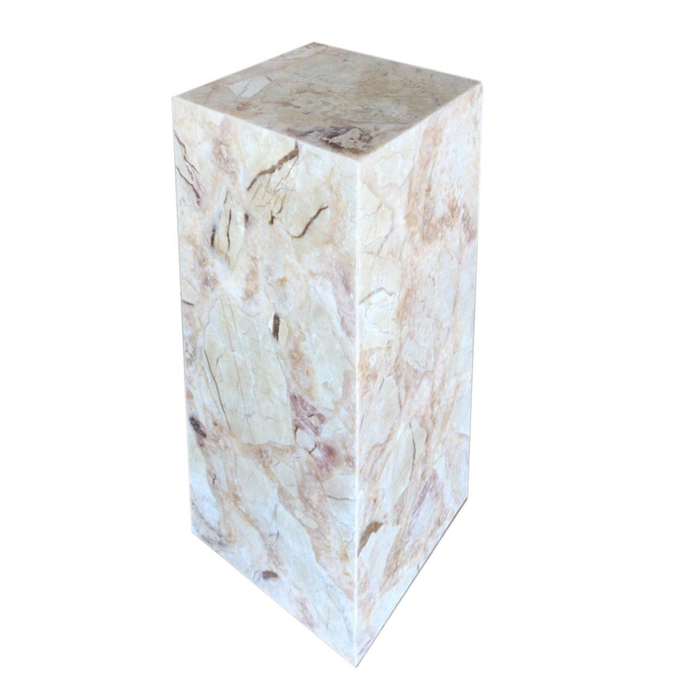Red Pink Blush Marble Plinth Side Table