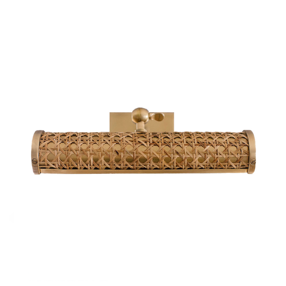 Wicker And Brass Wall Sconce