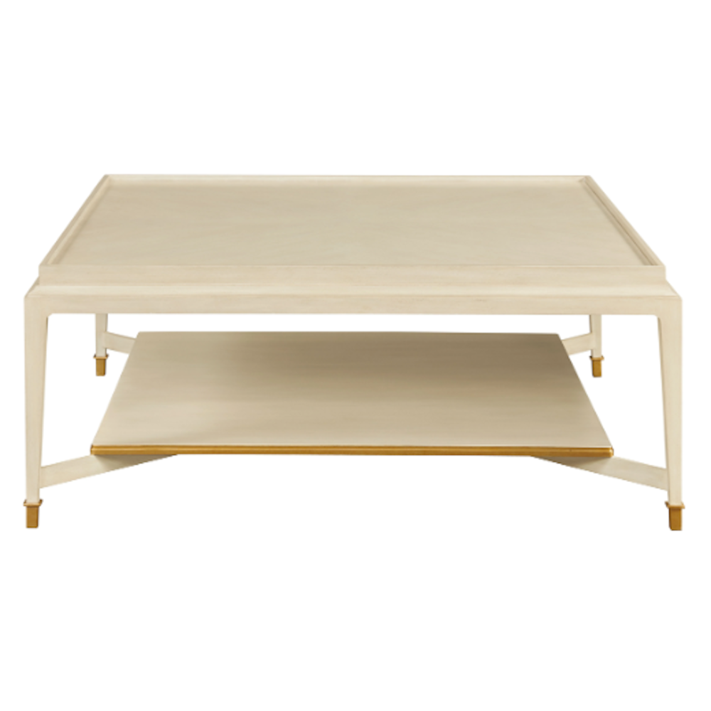 Square Cocktail Table with Tier, Linen Paint