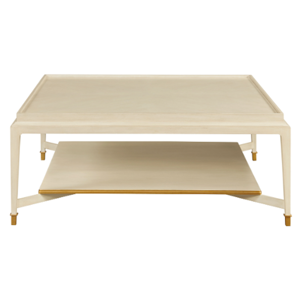 Square Cocktail Table with Tier, Linen Paint