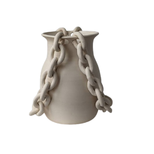 Ceramic Vase, Handmade Vessel with A Chain
