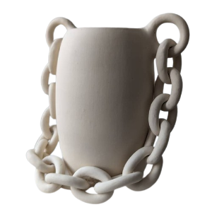 Handmade Pottery Chain Vase , White Ceramic Pot